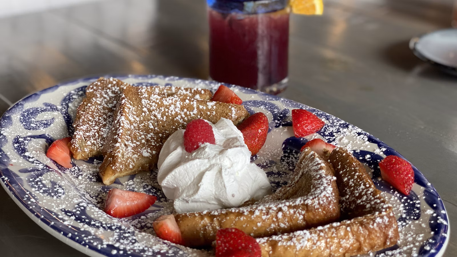 Thick slices of French toast arranged for brunch