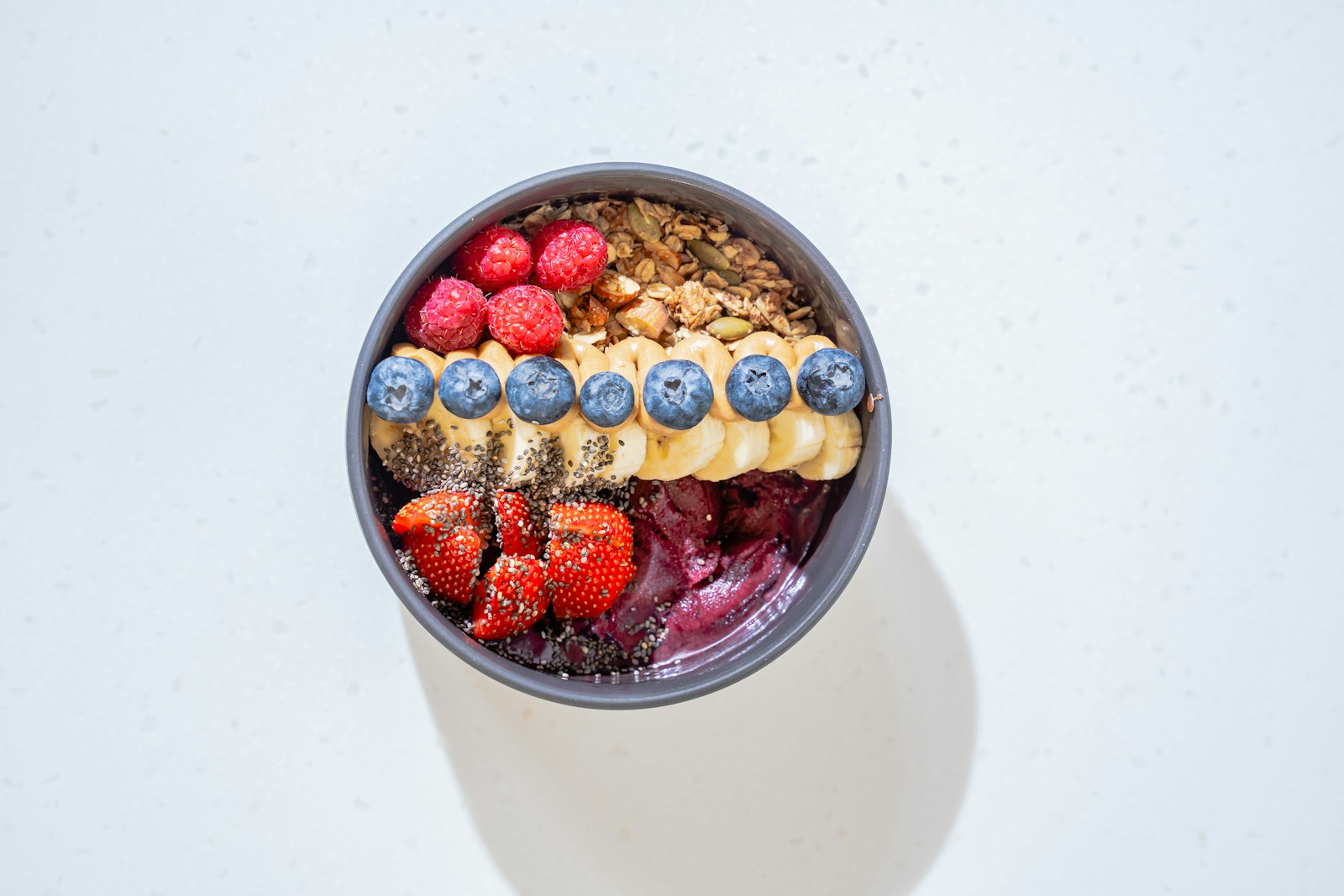 Cereal bowl with milk and fruit