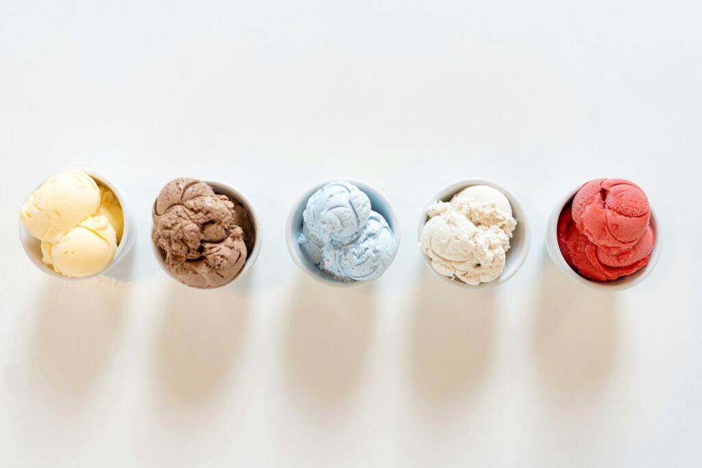 Creamy lactose free ice cream scoops