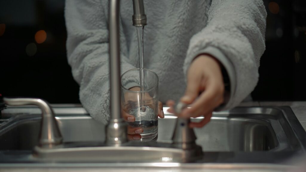 Glass of clear drinking water