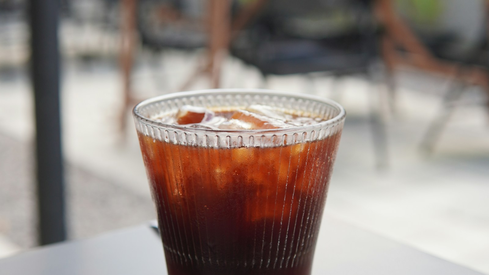Glass of iced black cold brew coffee