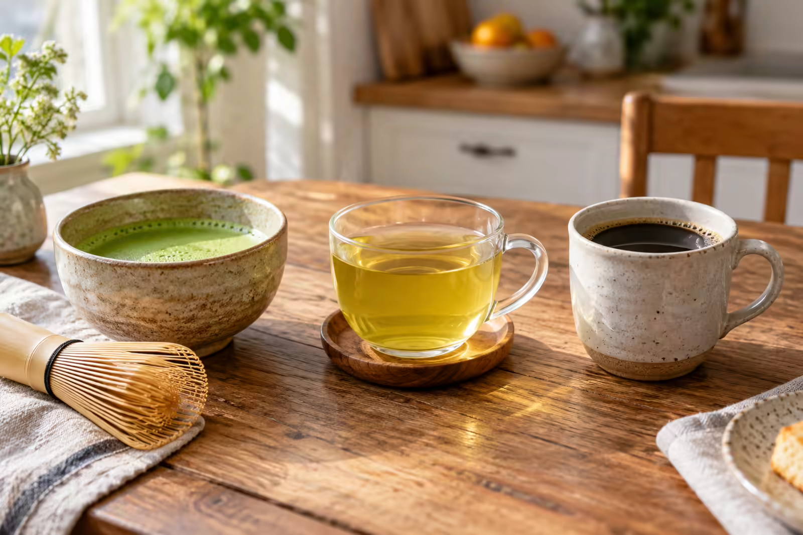 Matcha vs green tea and coffee