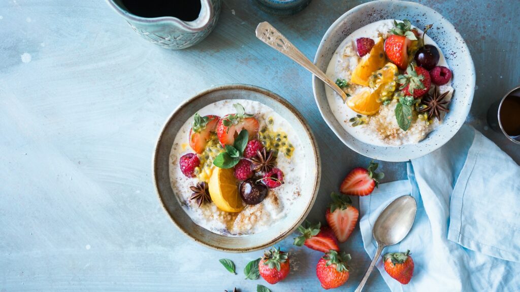Bowl of oatmeal at breakfast