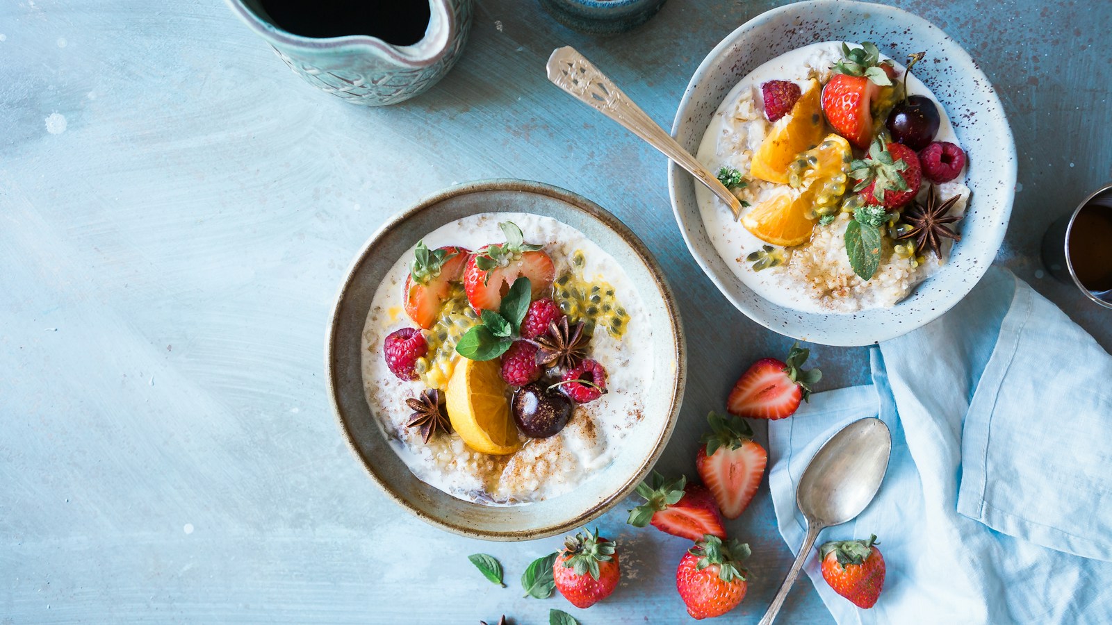 Bowl of oatmeal at breakfast