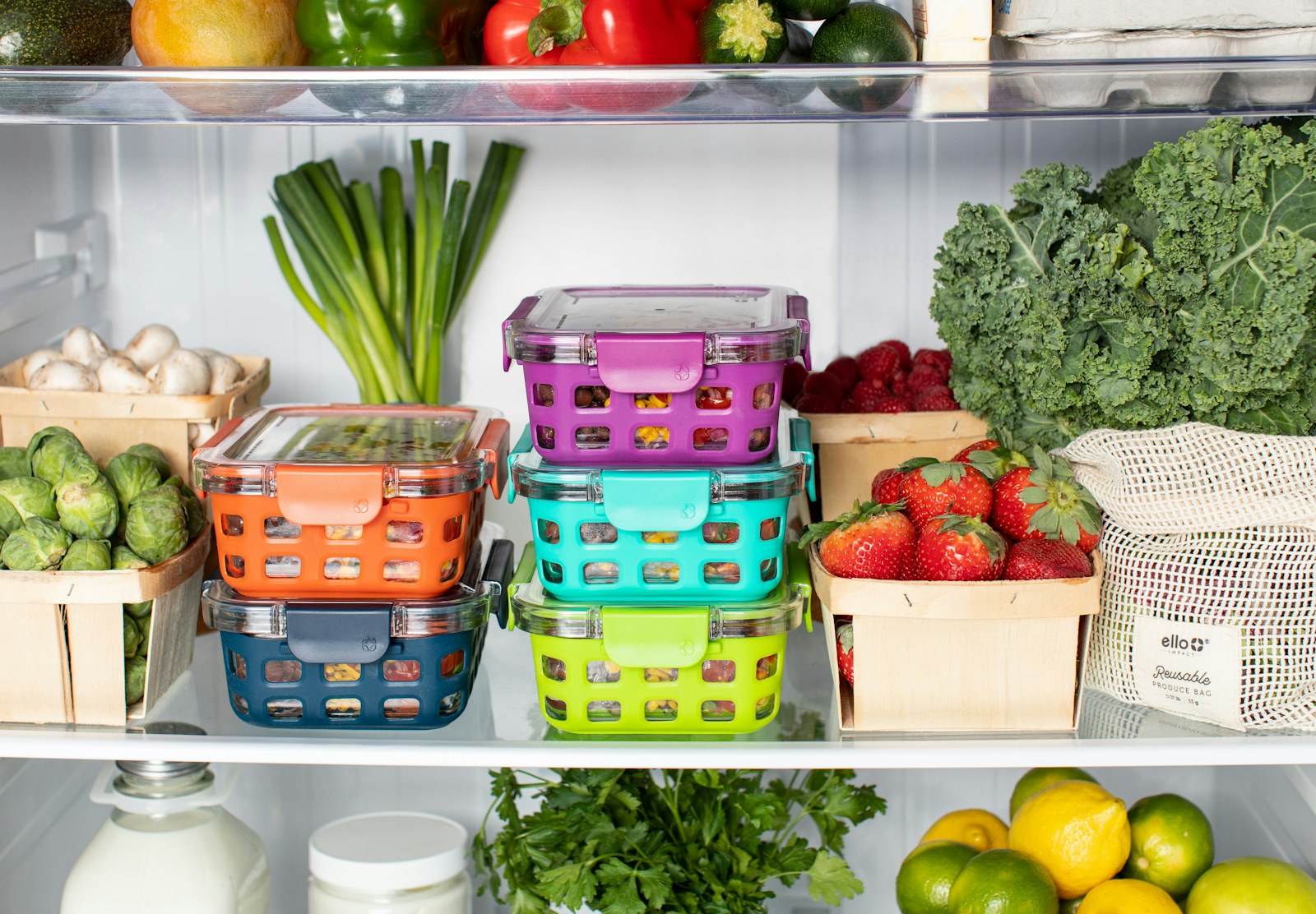 Organized refrigerator with prepared food containers