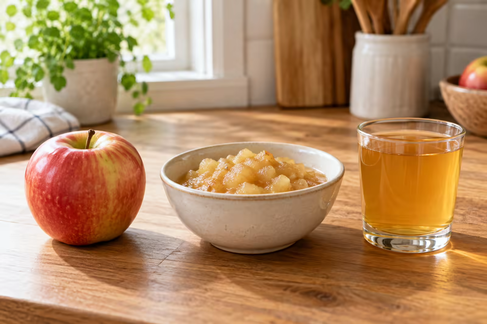 Whole apple applesauce and juice