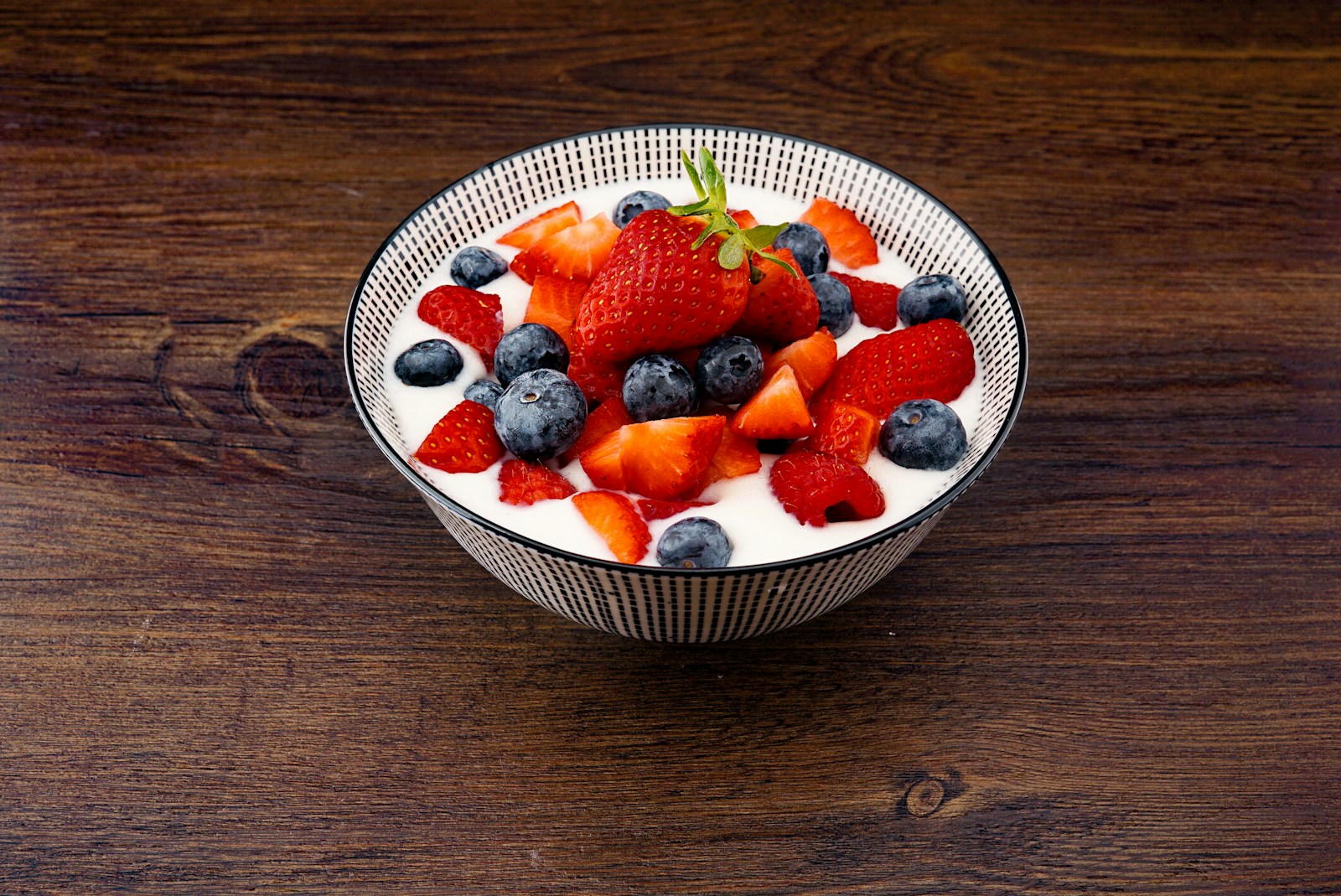 Yogurt breakfast bowl topped with fresh berries