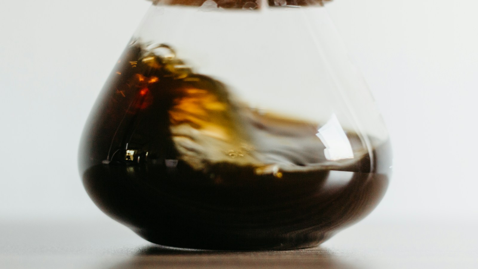 Brewed coffee in a glass carafe
