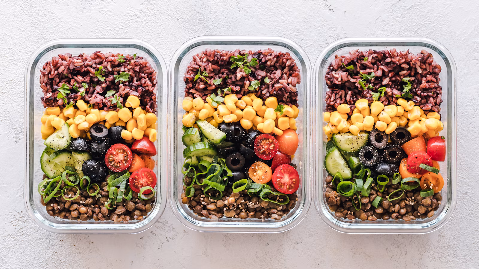 Grain and vegetable meal in a budget pantry meal plan