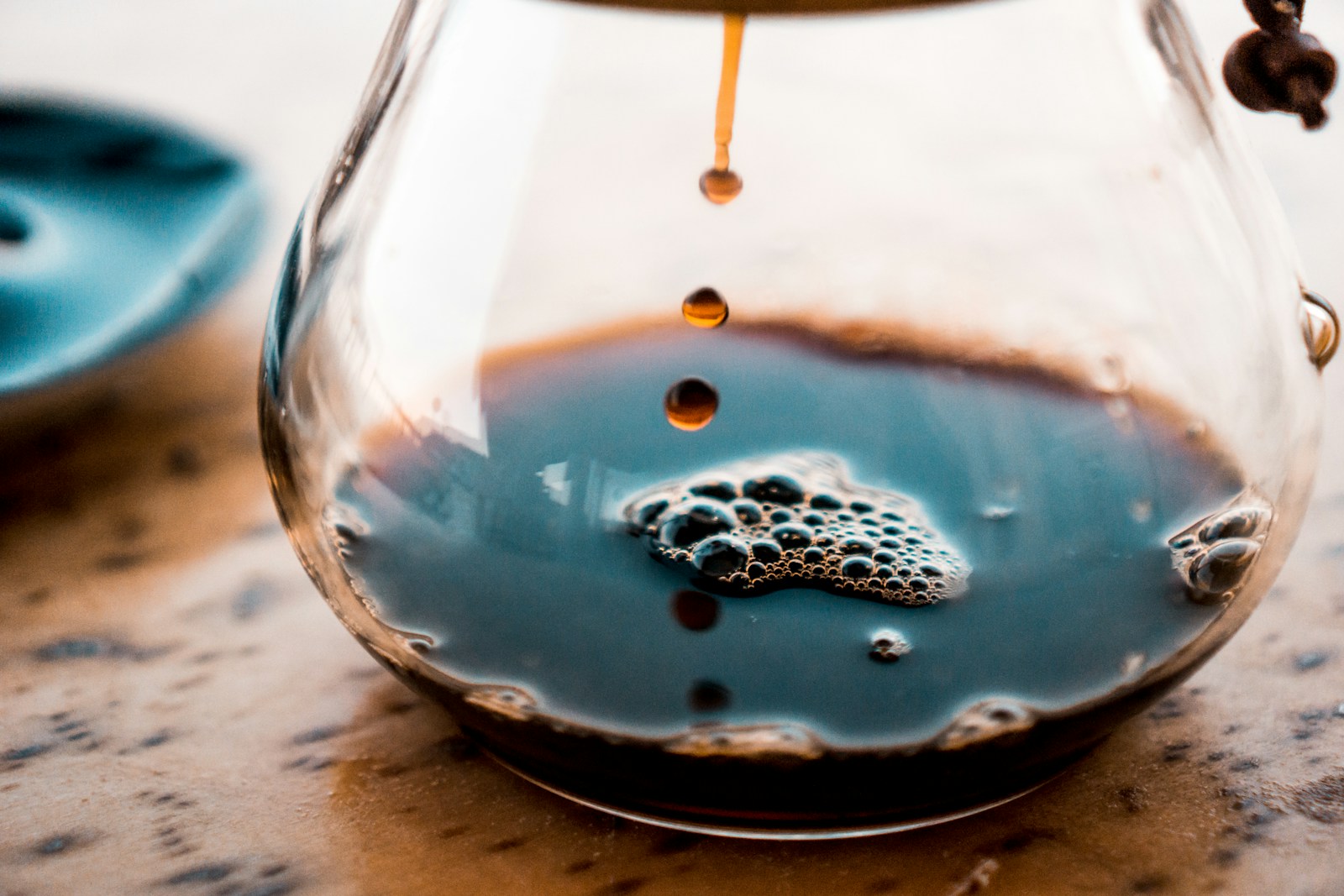 Fresh filter coffee in a glass carafe