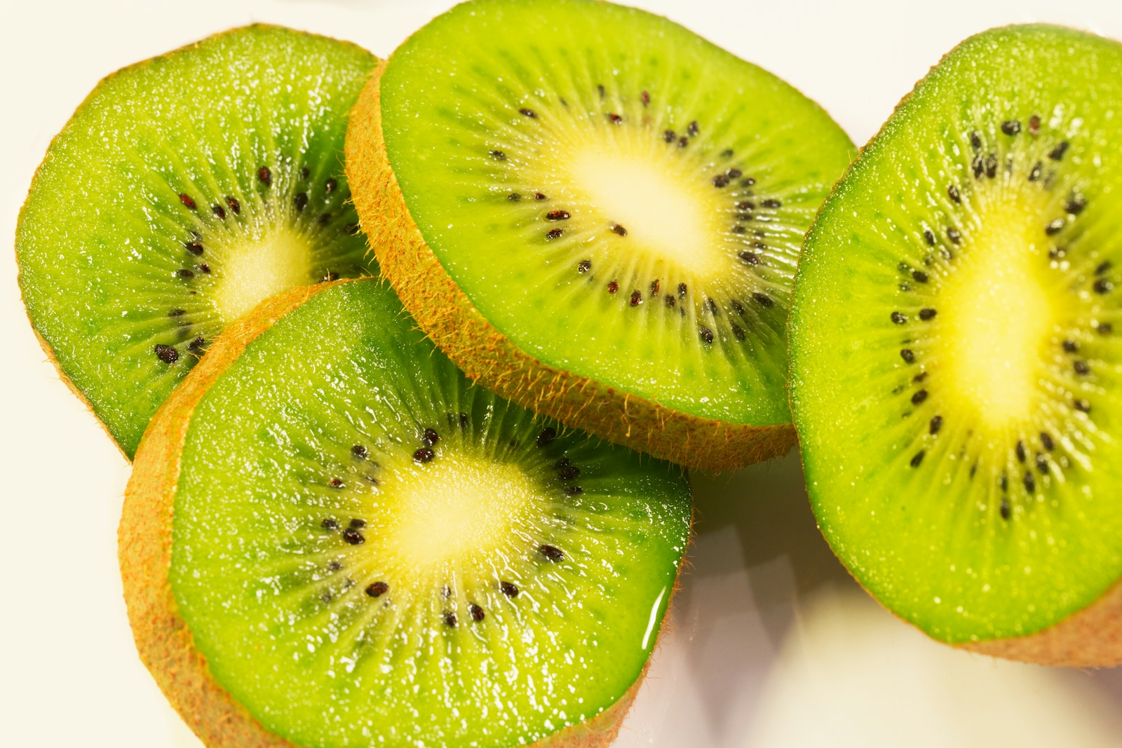 Thin kiwi slices with their brown skin intact