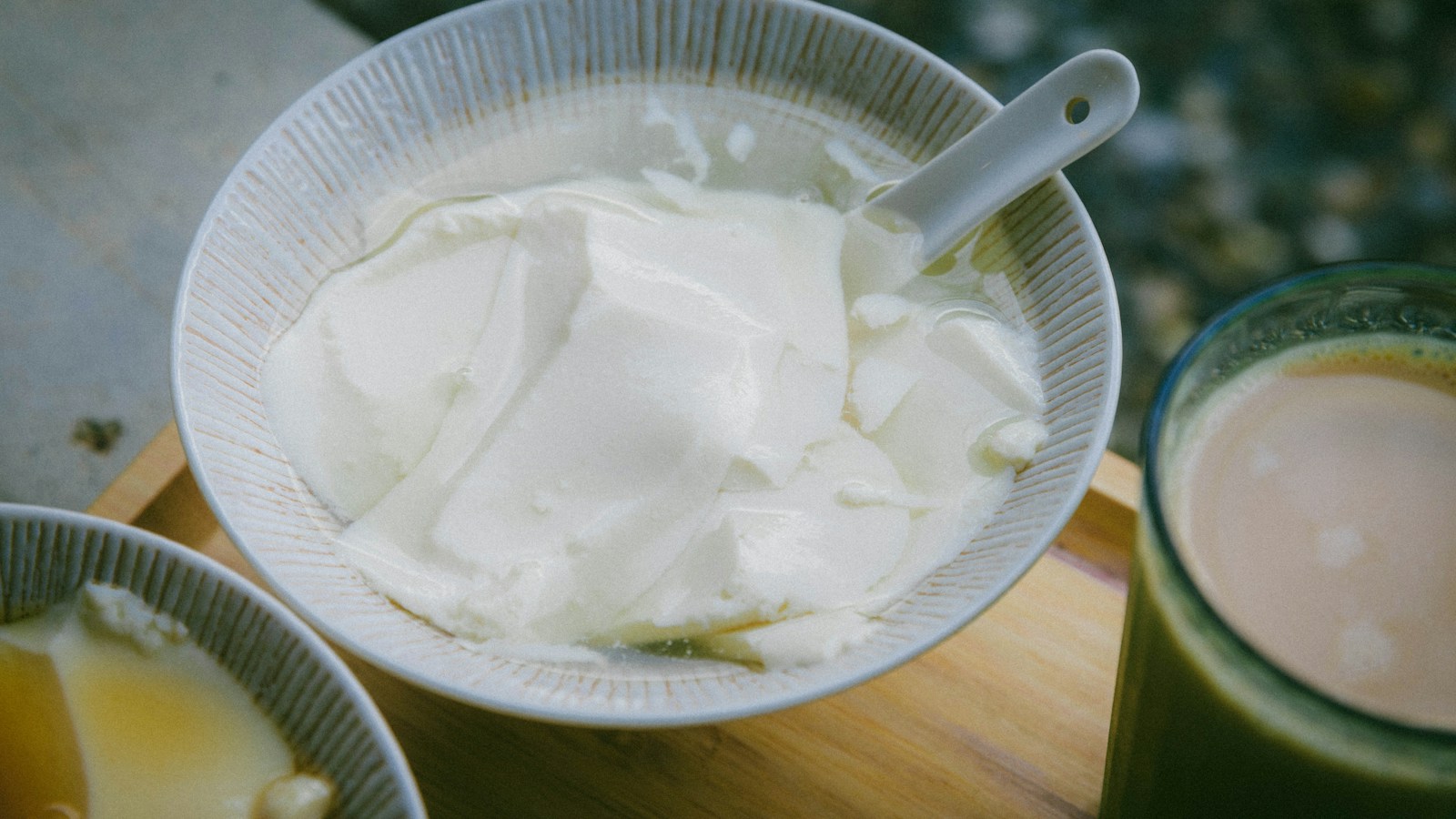 Plain cultured dairy in a white bowl