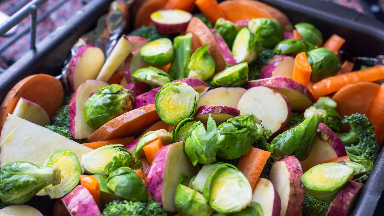 Prepared vegetables ready for a sheet-pan dinner meal plan
